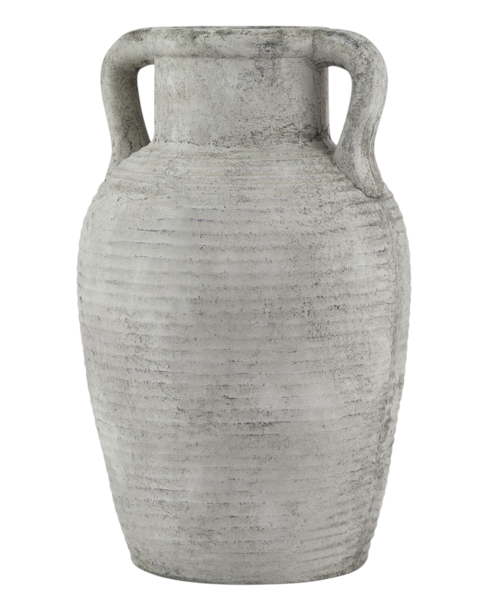 Neutral stone Athena Amphora Vase by Hill Interiors, showcasing its classic shape and textured surface.