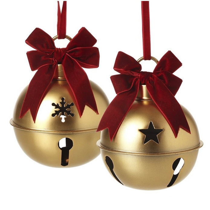 Large Gold Bell With Burgundy Bow