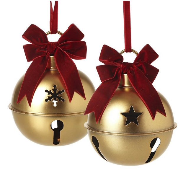 Large Gold Bell With Burgundy Bow