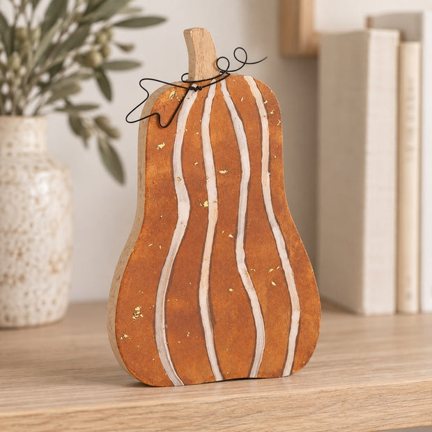 Wooden Orange Pumpkin Decoration – product view 2