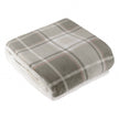 Riva Home Braemar check sherpa fleece throw in green and natural tones, soft textured fabric folded neatly