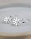 Sterling Silver Daisy Charm Hoop Earrings
