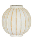 Striped decorative vase by Hill Interiors, ideal for home décor, with a globe-inspired design and vibrant colors.