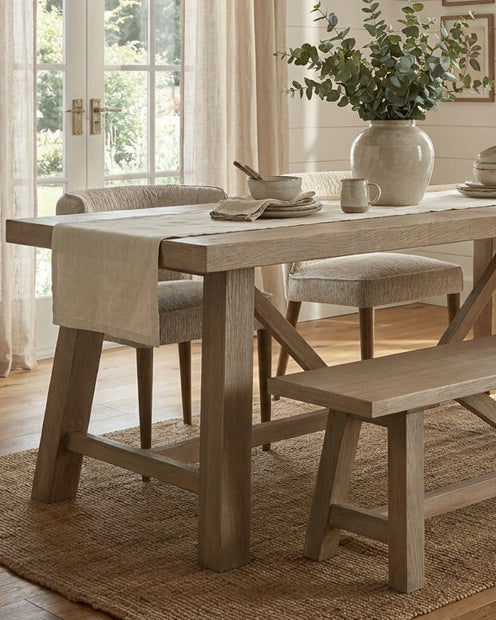 Large dining table from Hill Interiors Haldon Collection, showcasing a spacious wooden furniture piece for dining rooms.