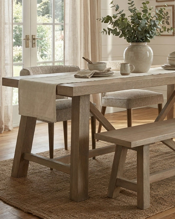 Large dining table from Hill Interiors Haldon Collection, showcasing a spacious wooden furniture piece for dining rooms.