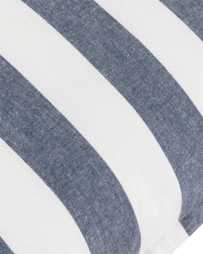 Navy blue striped outdoor garden seat scatter cushion cover by Riva Home, soft furnishings for patio or outdoor seating.