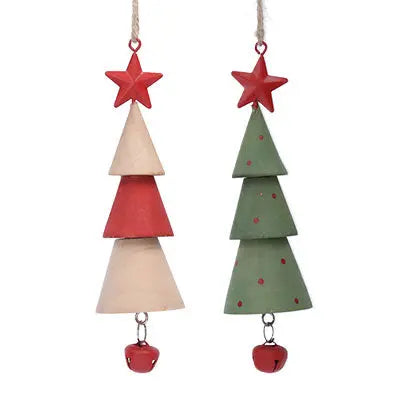 Wood Christmas Tree With Bell Hanging Decoration Gisela Graham