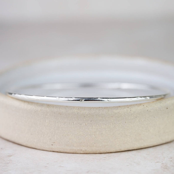Sterling Silver Geo Circle Bangle Bracelet