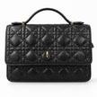 Black Quilted Top Handle Crossbody Bag with Zip Closure