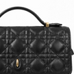 Black Quilted Top Handle Crossbody Bag with Zip Closure