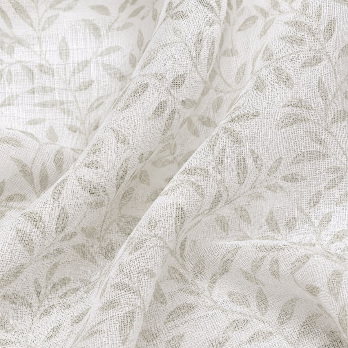 Yard Leaf Patterned Natural Woven Sheer Voile Curtain Panel