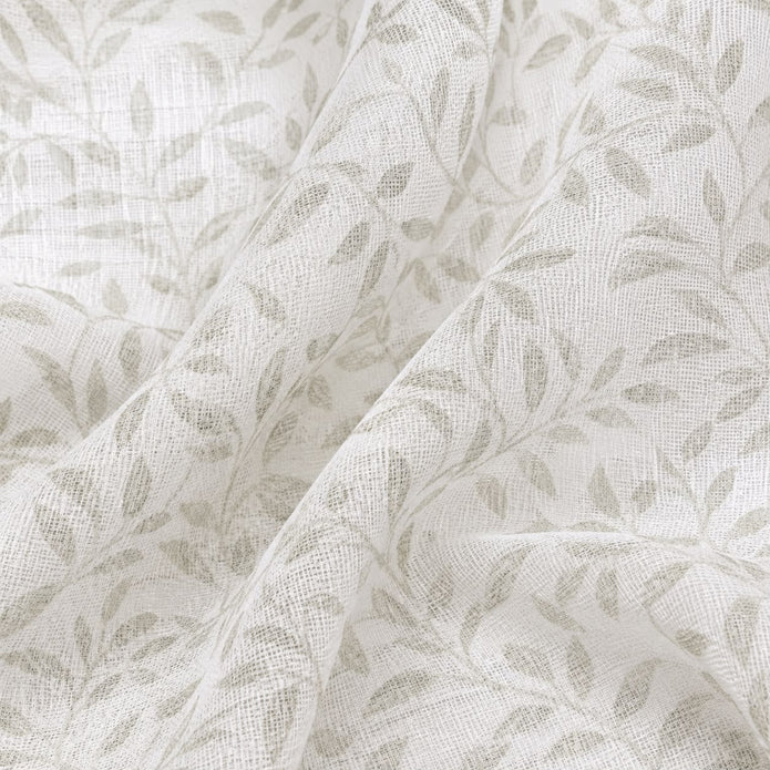 Yard Leaf Patterned Natural Woven Sheer Voile Curtain Panel
