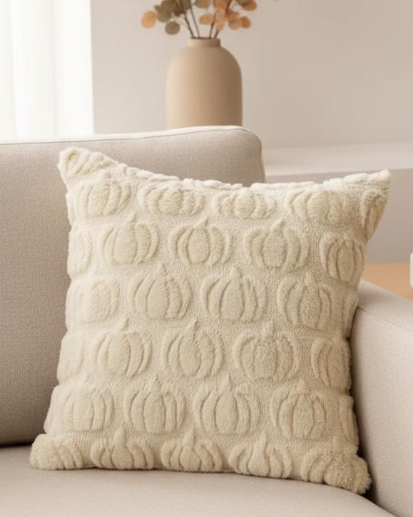 Cream Fluffy Multi Pumpkin Cushion Cover