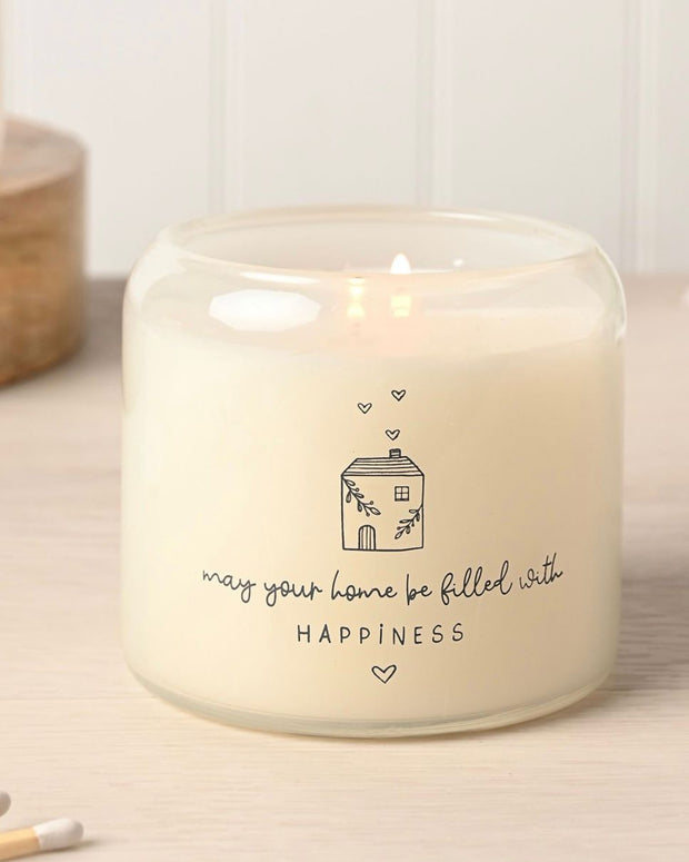 Beige Moments Double Wick Candle - Happy Home