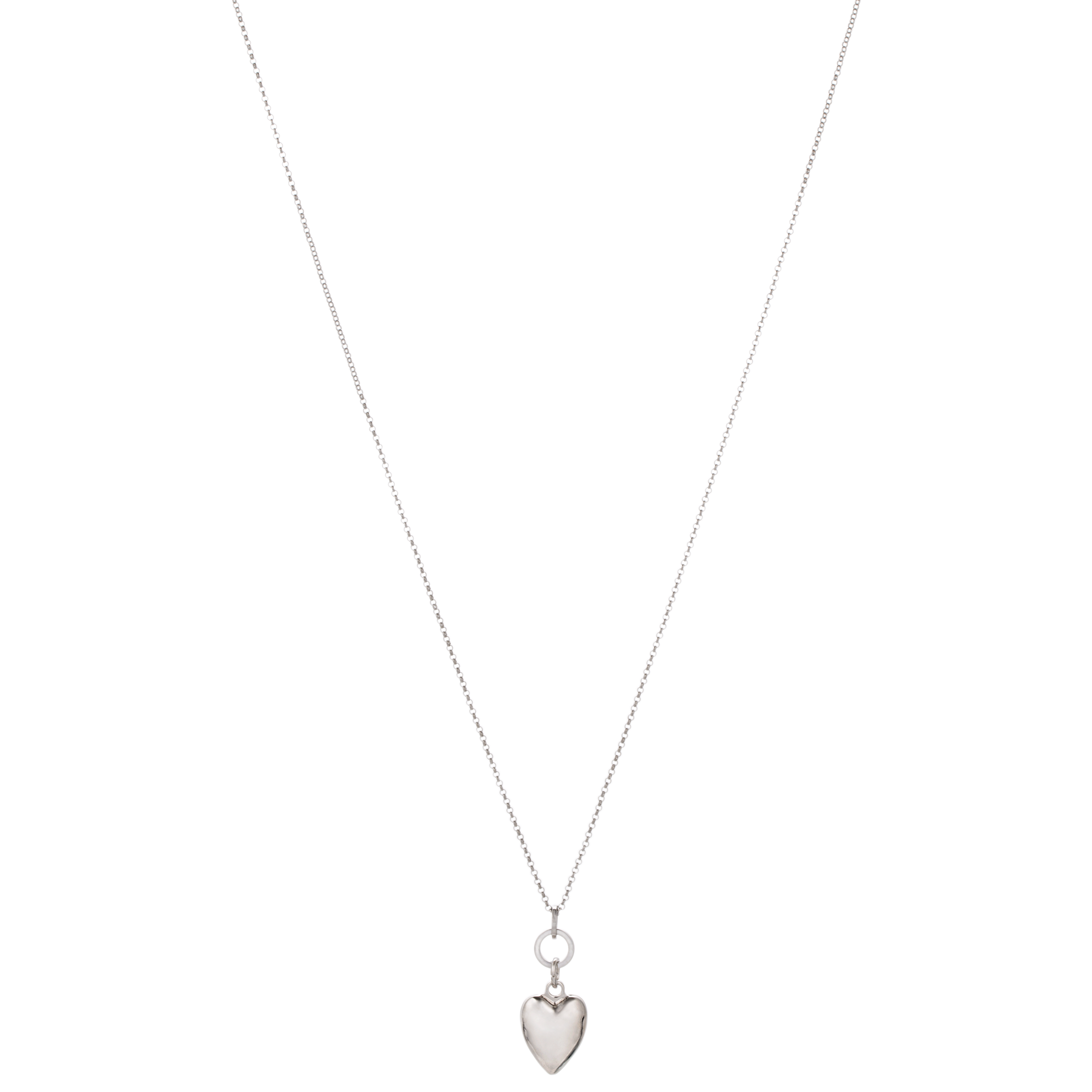 Sweetheart Rhodium Silver Heart Long Necklace