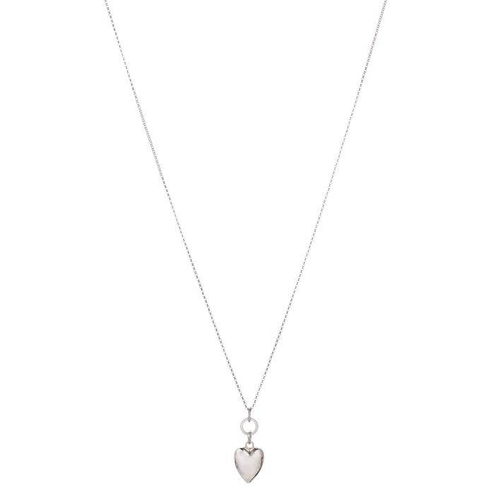 Sweetheart Rhodium Silver Heart Long Necklace