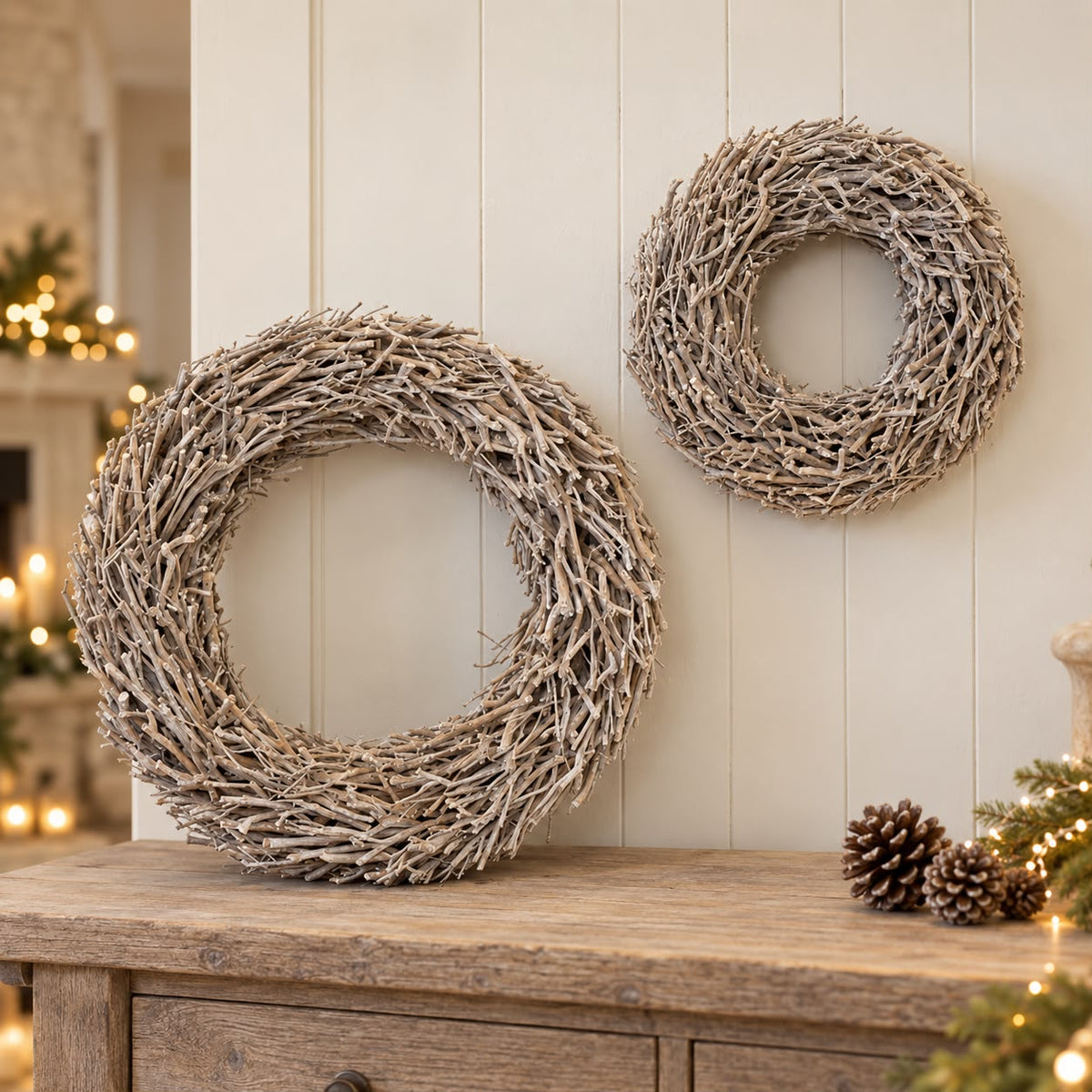 Root Branch Wreath Whitewash 45cm