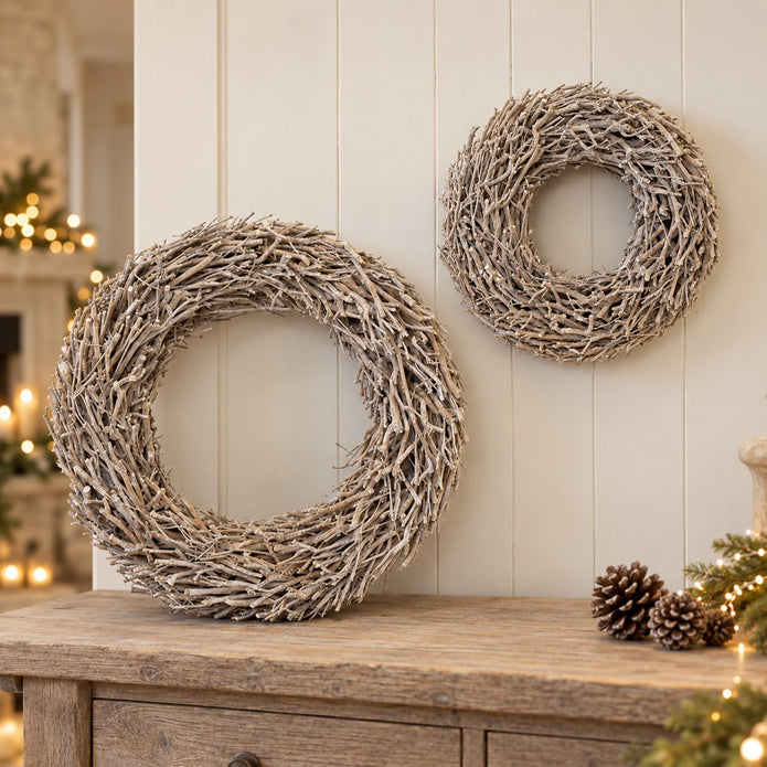 Root Branch Wreath Whitewash 45cm