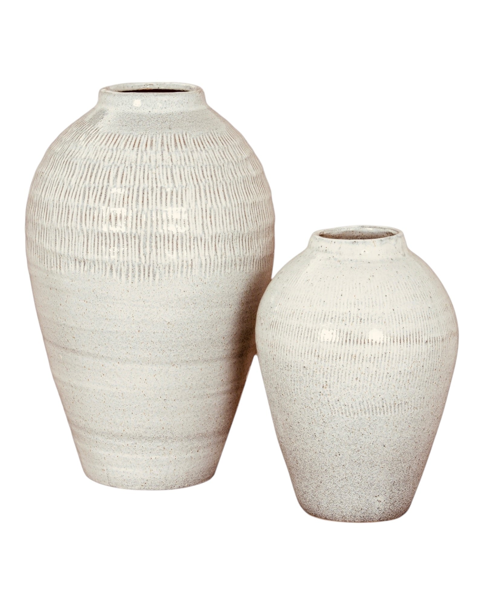 White glazed Kemi Olpe vase by Hill Interiors, featuring a smooth, rounded ceramic design suitable for decorative display.