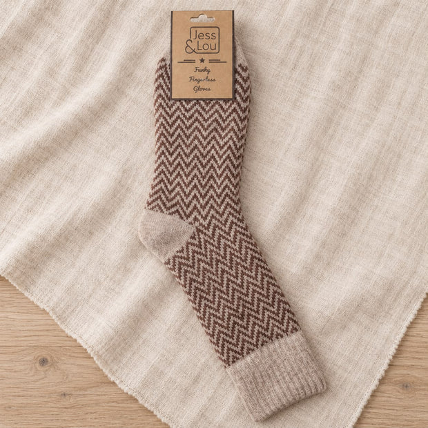 Cappuccino Herringbone Cosy Socks