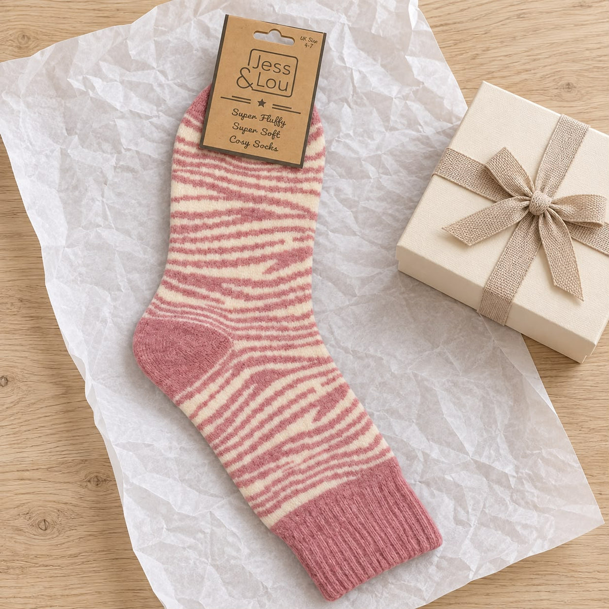 Pink Zebra Print Cosy Socks