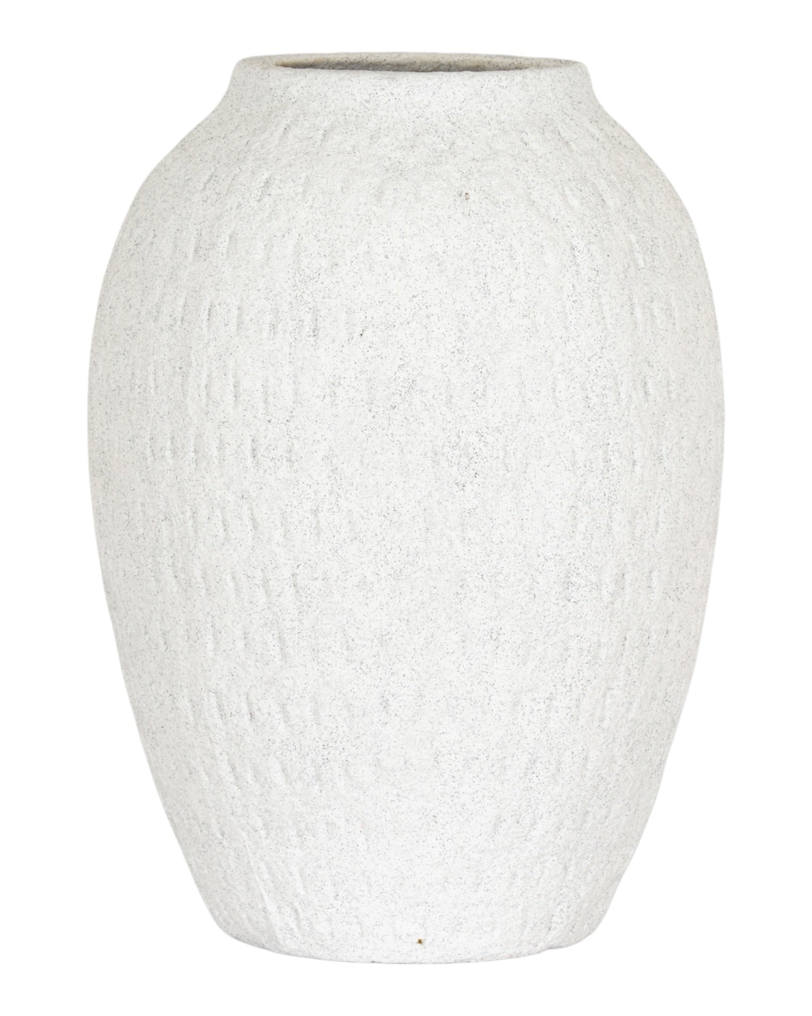 Ashen white matte tall vase from Hill Interiors, featuring a sleek, modern design with smooth surface and elongated shape.