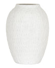 Ashen white matte tall vase from Hill Interiors, featuring a sleek, modern design with smooth surface and elongated shape.