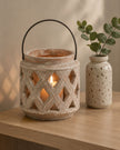 Siena Matt Brown Stone Lattice Hurricane Lantern