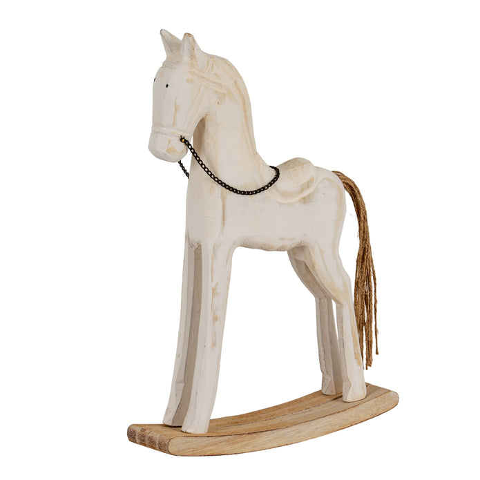 Whitewashed Wooden Rustic Rocking Horse