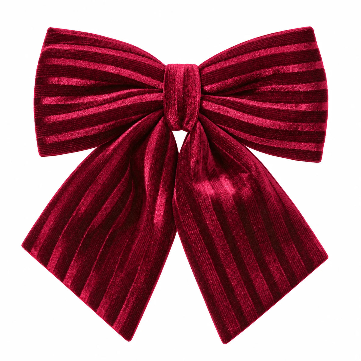 Small burgundy luxury velvet bow on a white studio background.