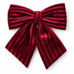Small burgundy velvet bow showing its folded loops and broad tails against white.