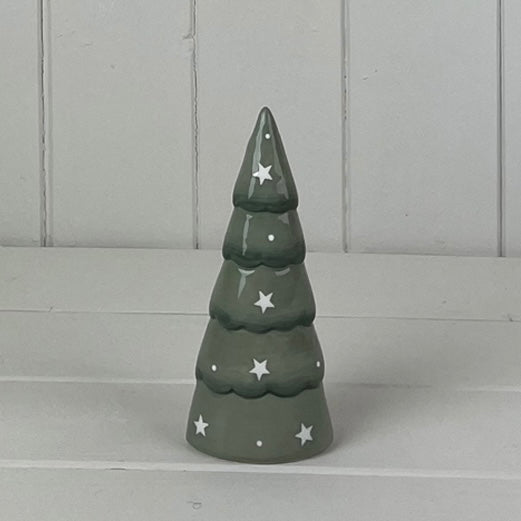 Sage Green Ceramic Tree with White Star Detail