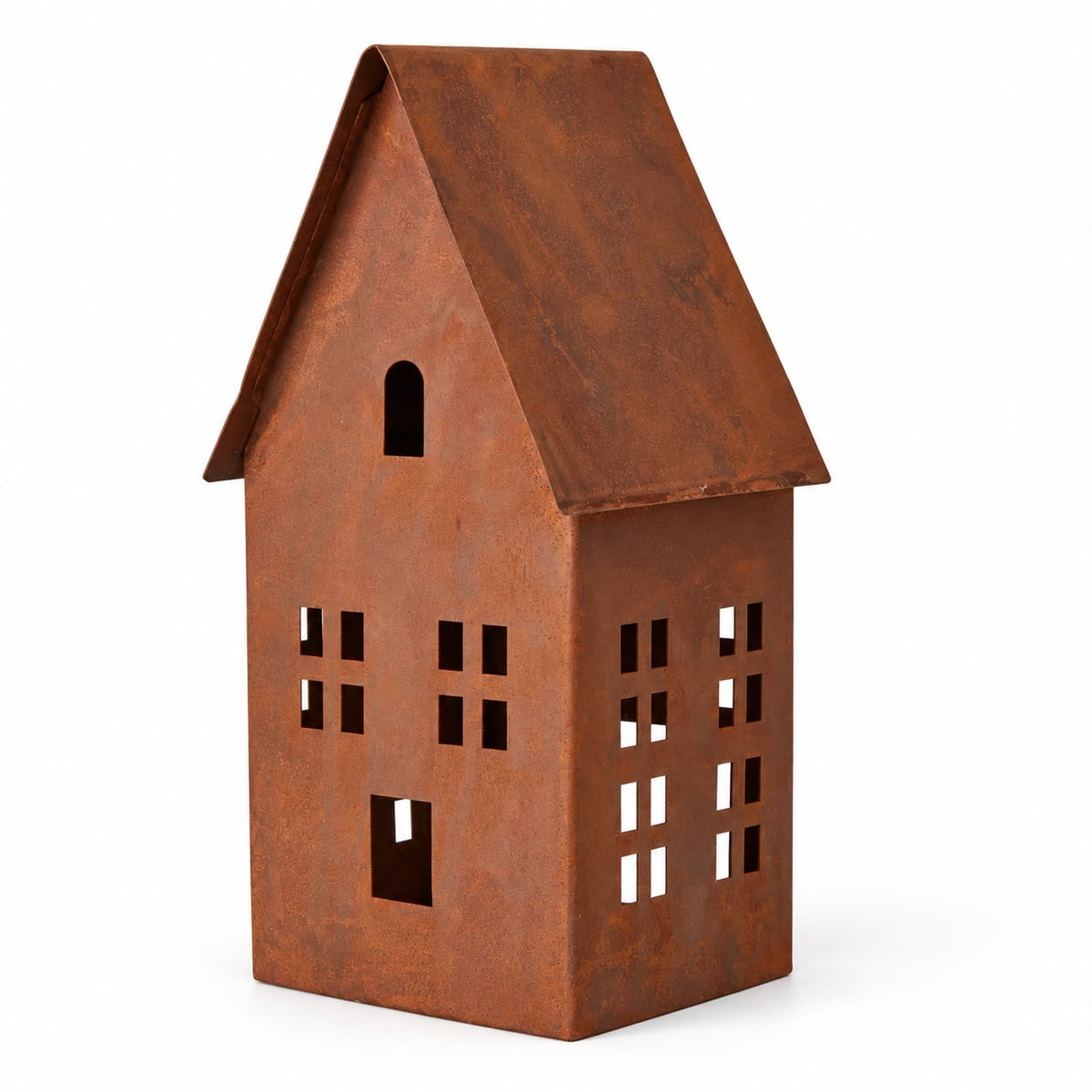 Metal House Rust Candle Holder