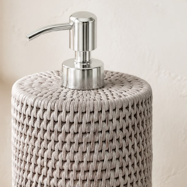 Wickham Rattan Soap Dispenser With Ceramic Bottle