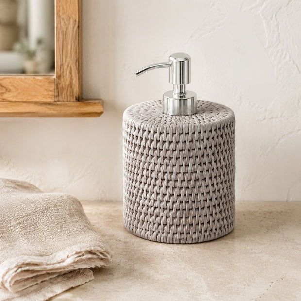 Rattan Soap Dispenser With Ceramic Bottle