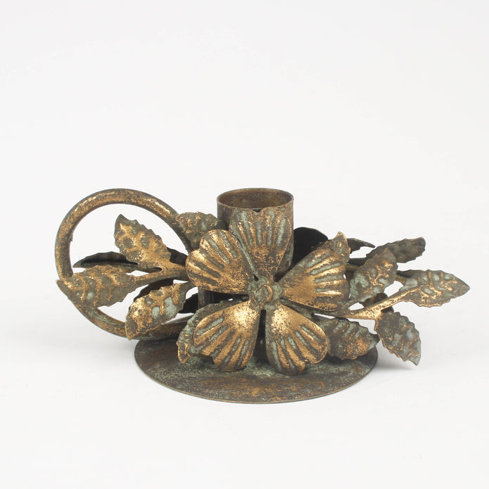 Antique bronze Originals International floral and leaf chamber stick candle holder
