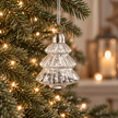 Silver Glitter Filled Glass Hanging Christmas Tree