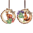 Wooden Fox & Squirrel With Berries Log Hanging Decoration Gisela Graham