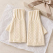 Cream Cosy Cable Knit Fingerless Gloves