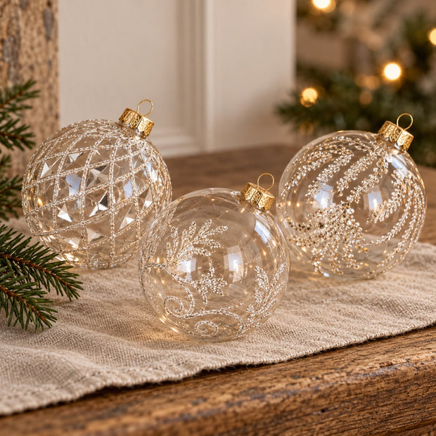 Shatterproof Acrylic Clear And Gold Sparkly Bauble