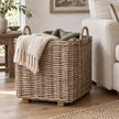 Square planter basket with rattan lining, ideal for home decor, by Pacific Lifestyle Ltd, shown with plants inside.