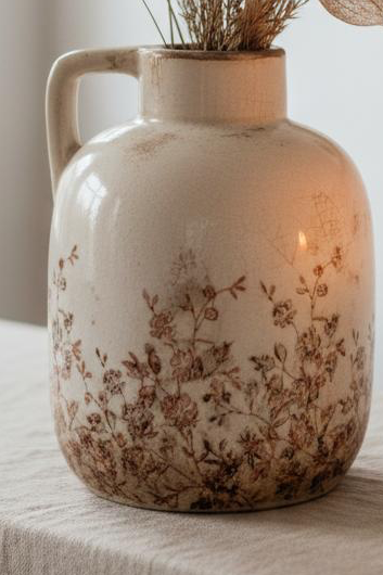 Autumnal Floral Print Vase - Medium