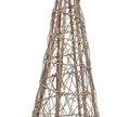 Detail of the open wicker weave and structural supports on the rattan Christmas tree.