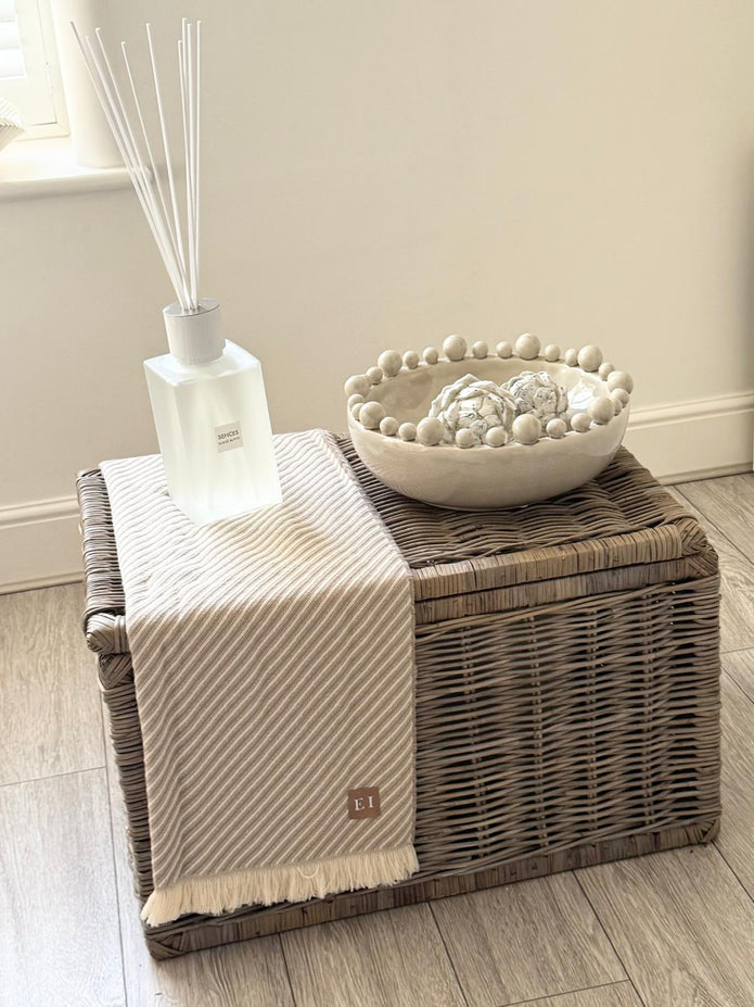 Beige Striped Throw Blanket