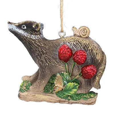 Badger With Berries Hanging Decoration Gisela Graham