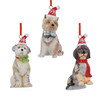 Ceramic Dog in Santa Hat Hanging Decoration Gisela Graham