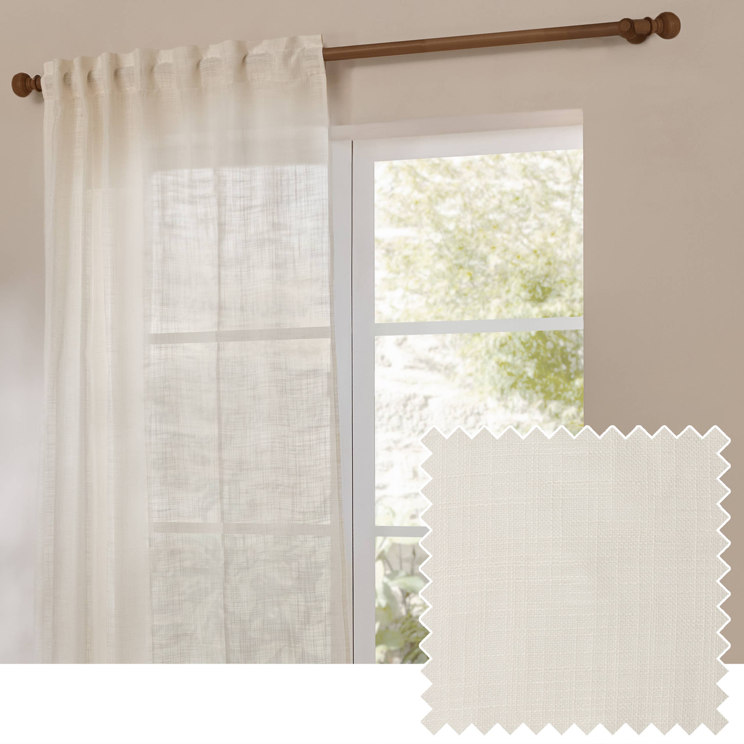 Yard White Woven Sheer Voile Curtain Panel