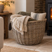 Round Log Basket with Rope Handles