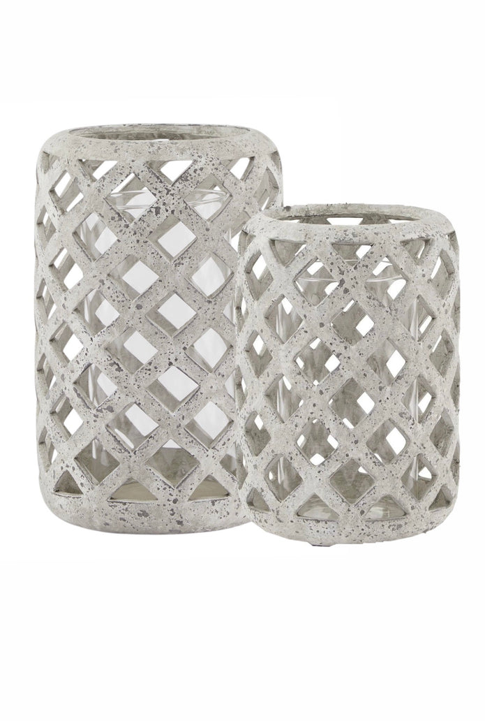 Stone Lattice Hurricane Lantern
