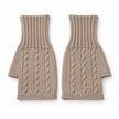 Beige Cosy Cable Knit Fingerless Gloves